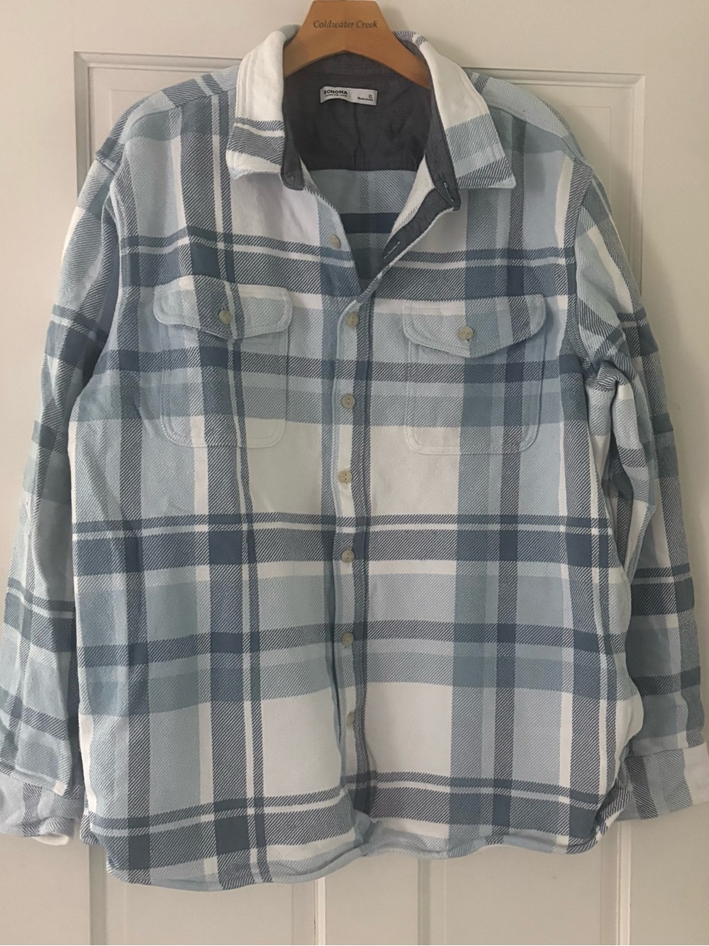 **3 for $20!!** Sonoma Goods for Life Flannel Shirt Blue White XL